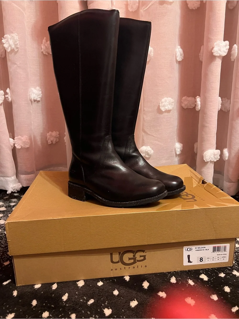 UGG Seldon Women's Tall Black Leather Riding Boots